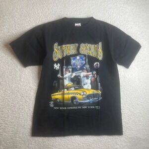 True Fan 2000 World Series Subway Series T-Shirt Men Medium Yankees vs Met Black